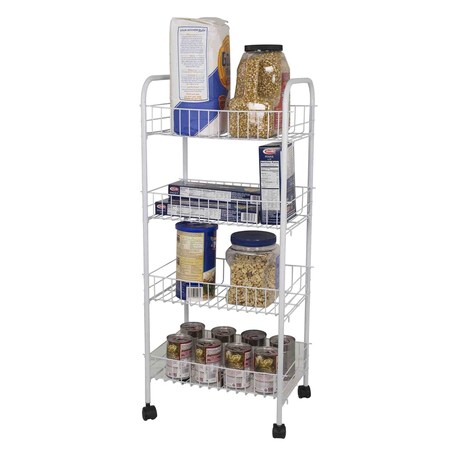 Home Basics 4 Tier Steel Kitchen Trolley, White FB41258